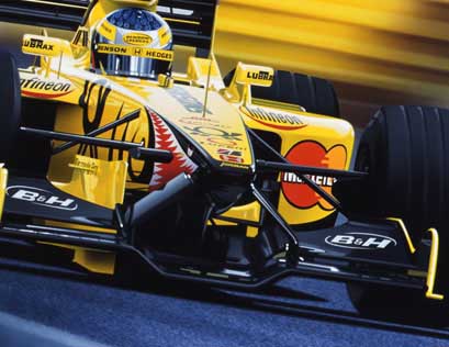 Jean Alesi bows out of Formula 1 in his final Grand Prix at Suzuka, Japan in 2001. Jordan Honda EJ11.